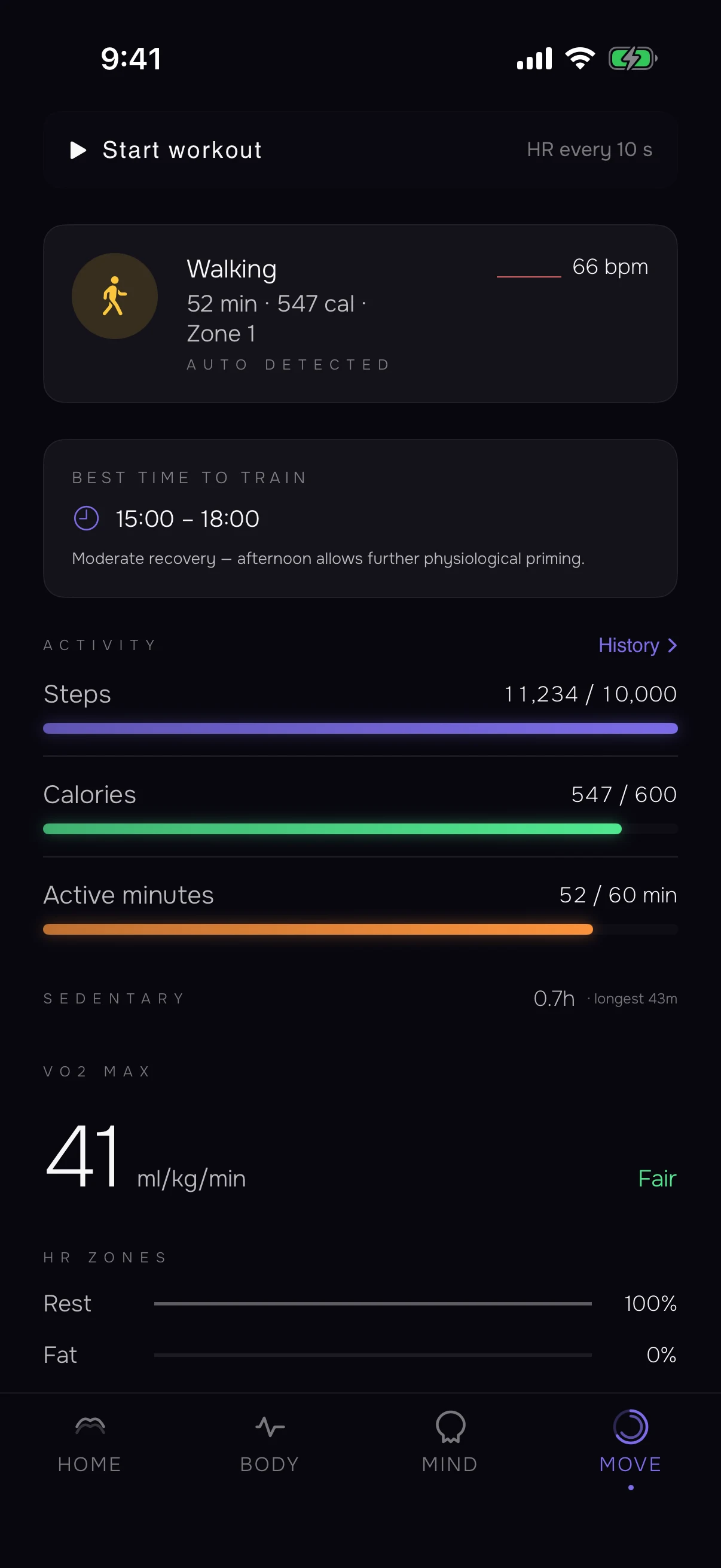 The Wellex app screen showing training load against recovery