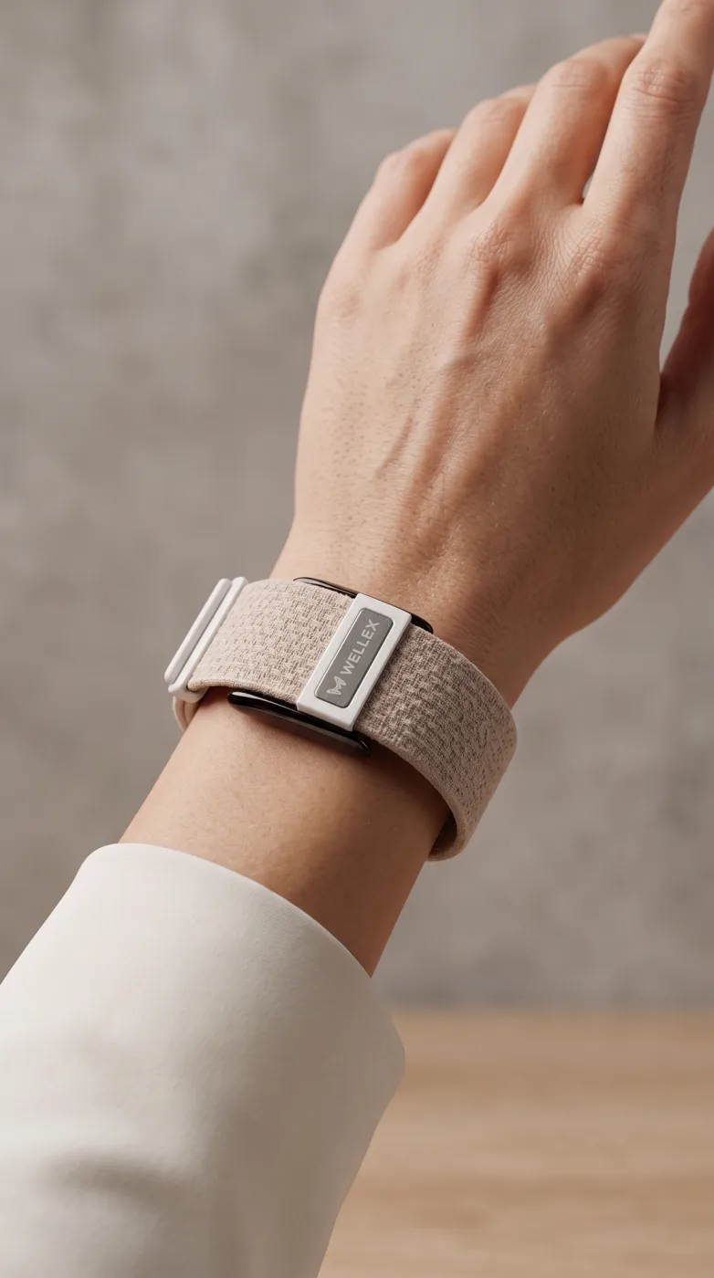 A Wellex band worn on the wrist