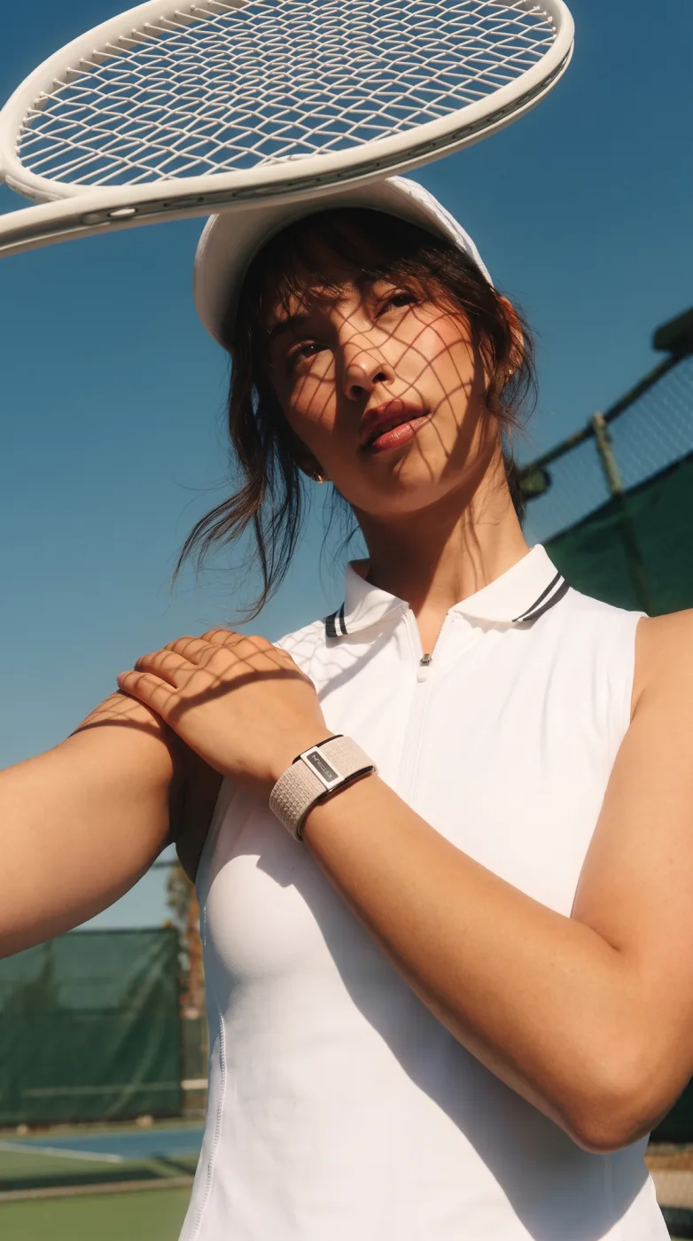 A person outdoors wearing a Wellex band