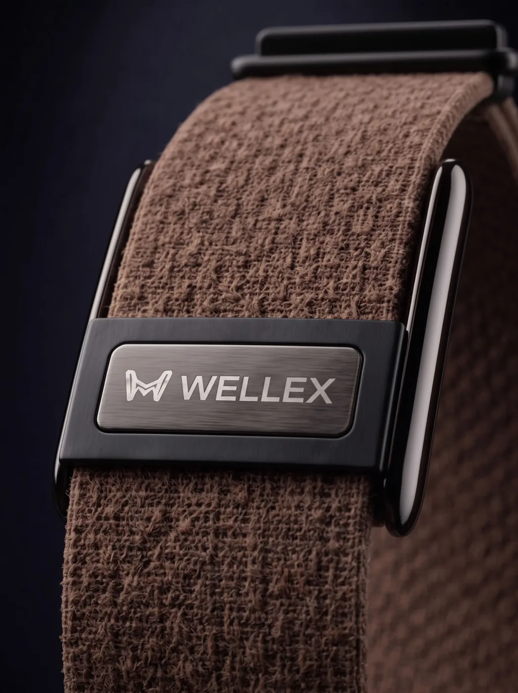 Close-up of the woven Wellex strap and its clasp