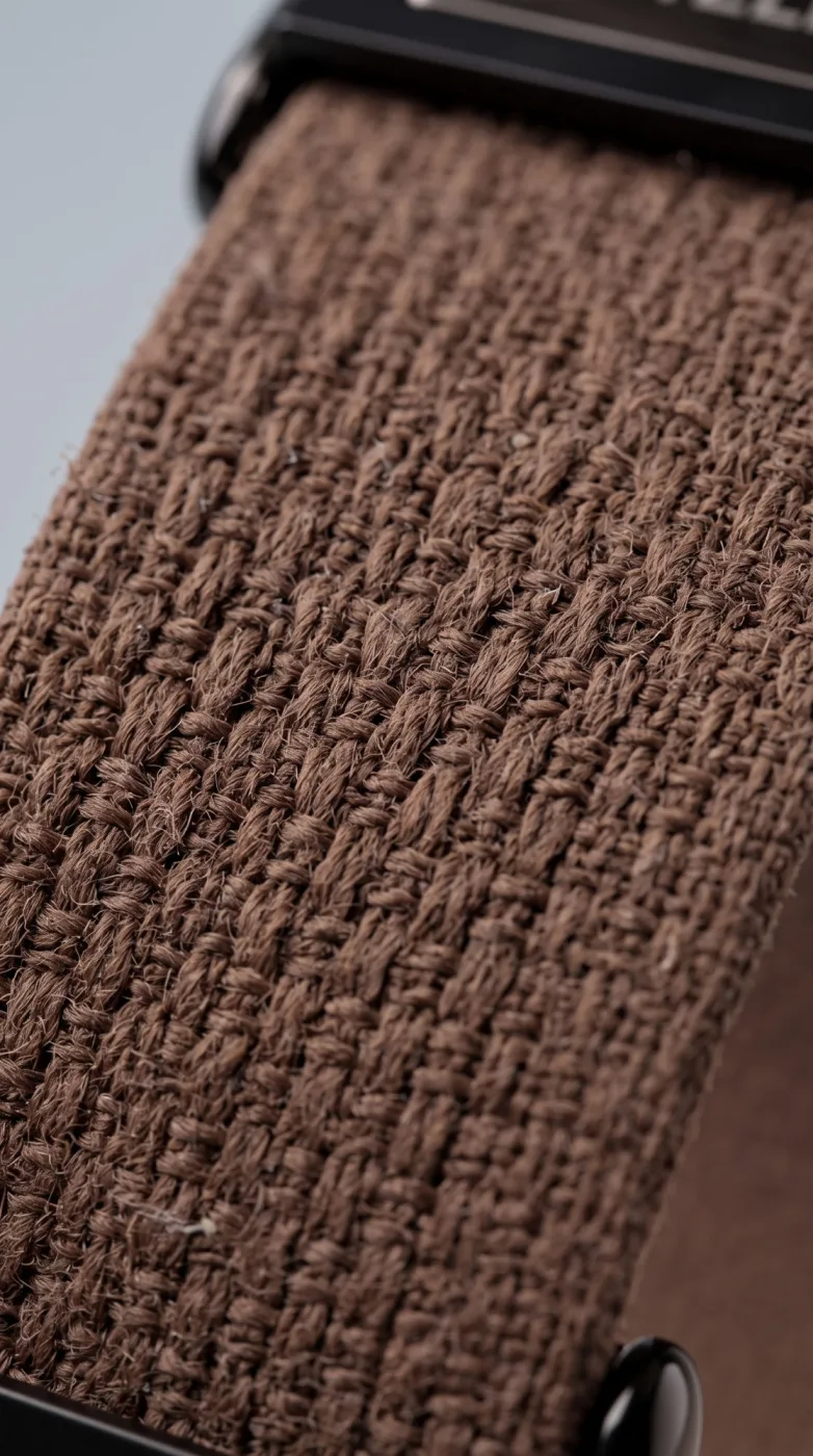 Woven textile in deep brown, close