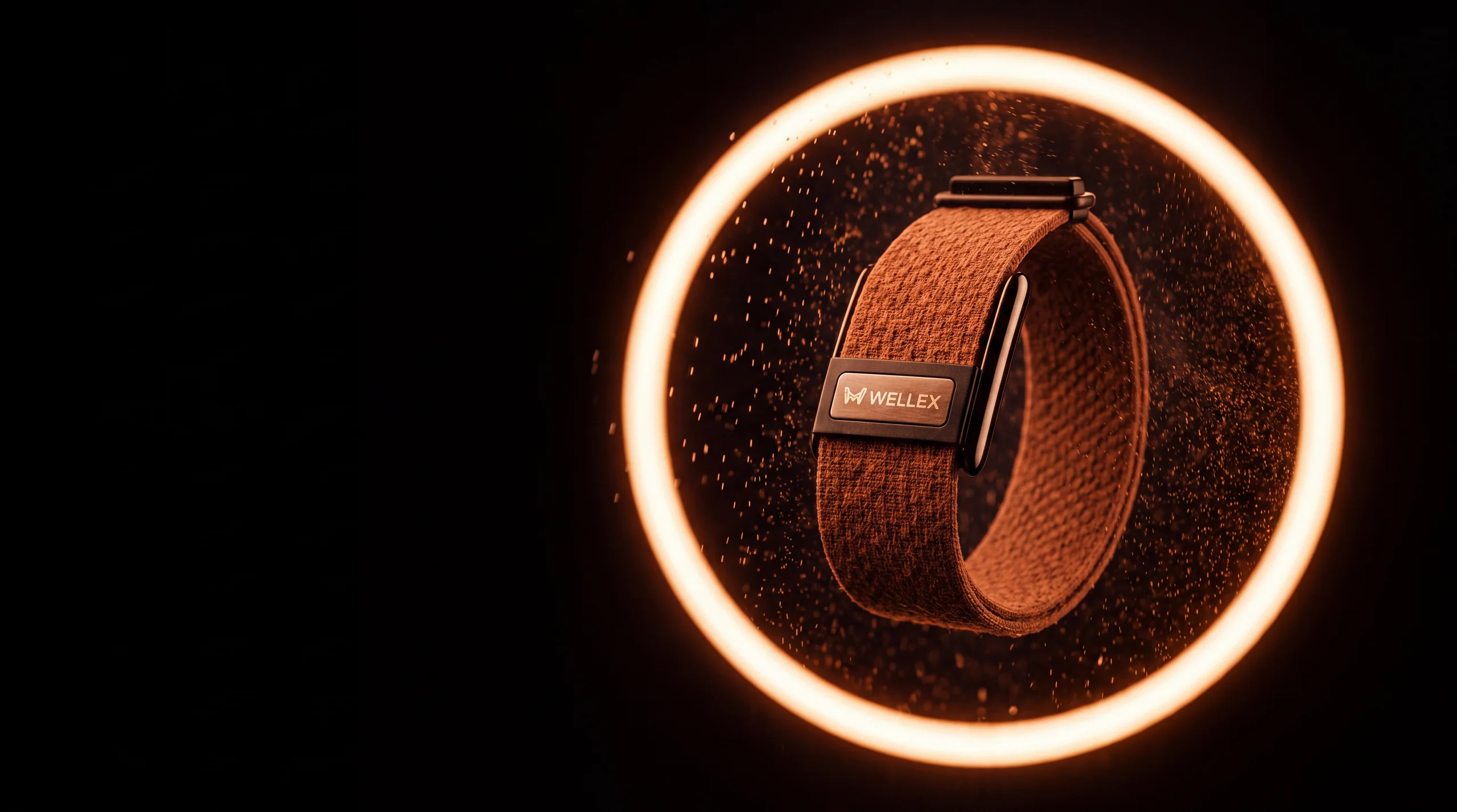 A wrist wearing the band, evening light
